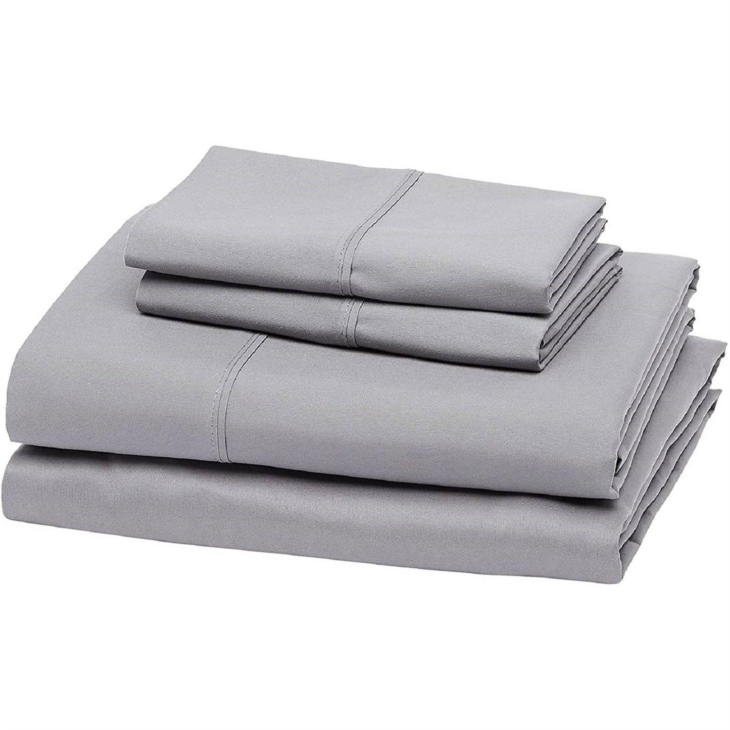 Juego de sábanas matrimonial color gris plateado 100% algodón egipcio de 1000 hilos