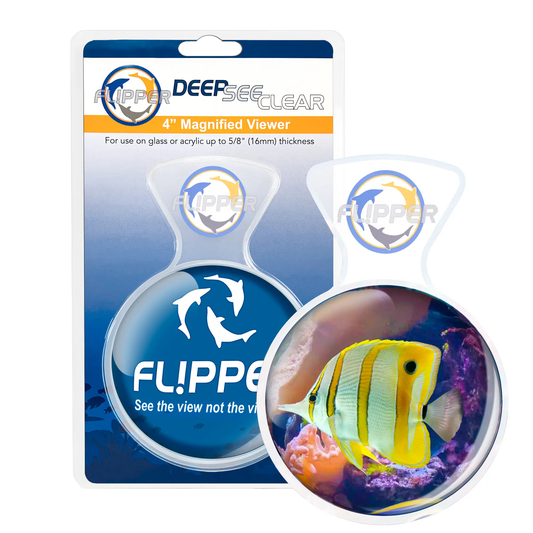 DeepSee Viewer Clear 4 inch Magnified Viewer packaging with Flipper Aquarium Products logo on Tampa Home & Garden Store