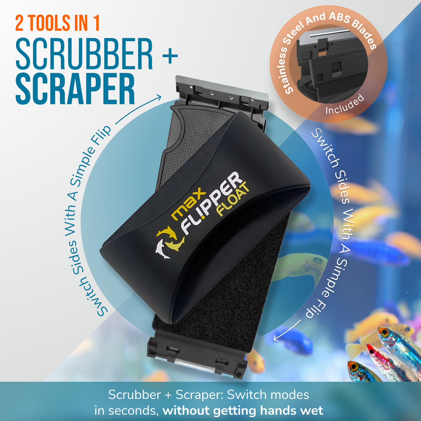 Flipper Max Float 2 in 1 Aquarium Algae Cleaner