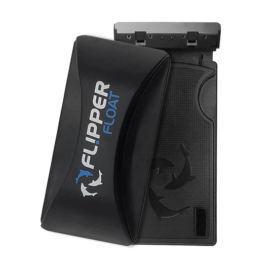 Flipper Float 2 in 1 magnetic aquarium cleaner scrubber in black with dolphin logo on Tampa Home & Garden Store