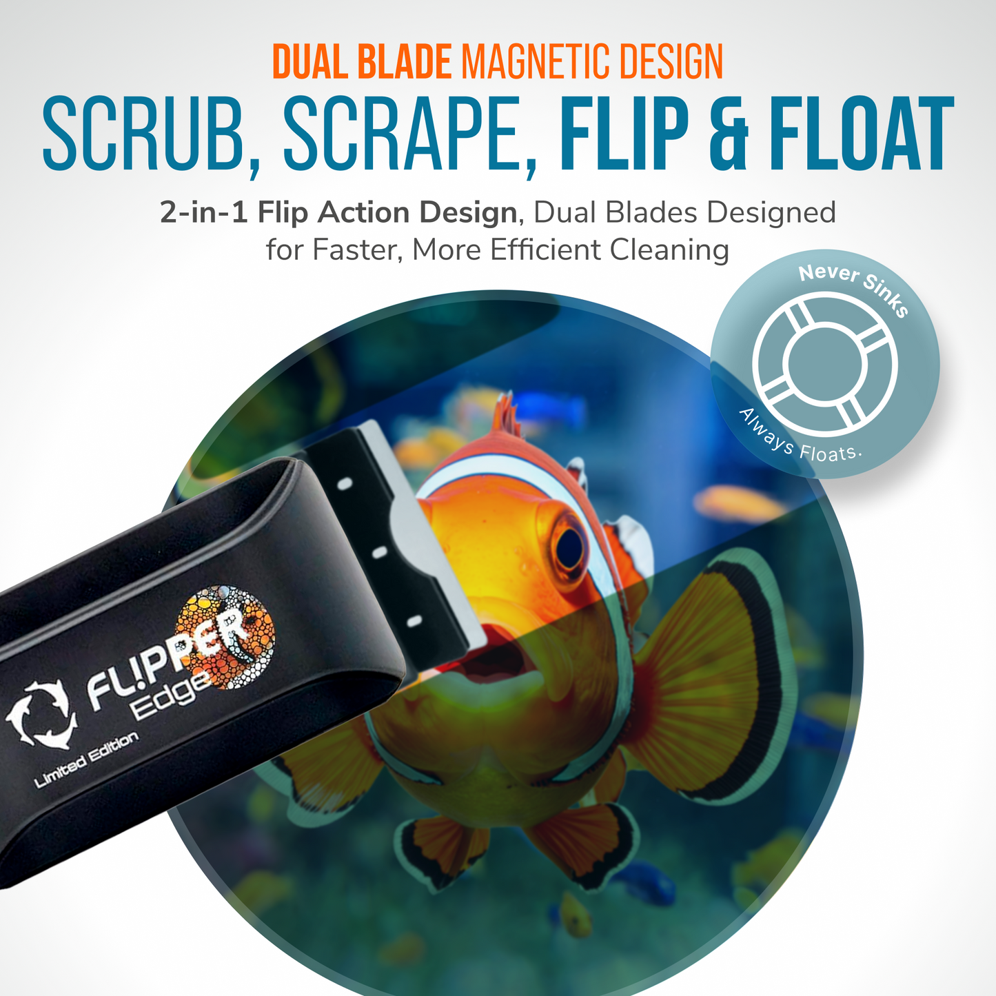 Flipper 2 in 1 Floating Magnetic Algae Cleaner