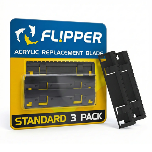 Flipper Standard ABS Replacement Blades 3 Pack with black blades on blue packaging on Tampa Home & Garden Store