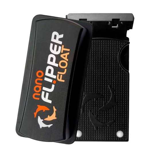 Flipper Nano Float 2 in 1 aquarium scrubber with black grip and logo visible on Tampa Home & Garden Store