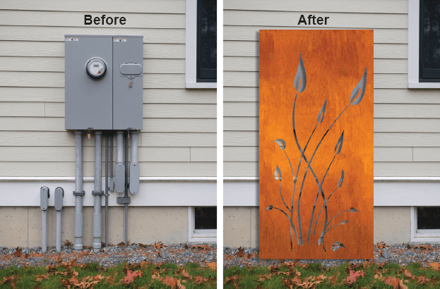 2-panel outdoor metal wall art 46 inch rust-orange plant silhouette by Rustica Ornamentals on Tampa Home & Garden Store