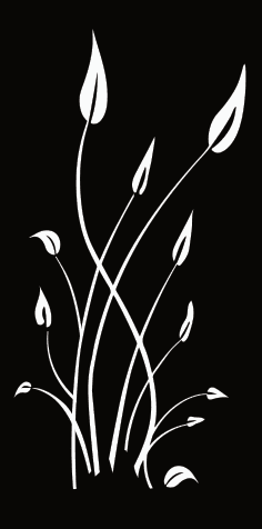 Outdoor metal wall art 46-inch by Rustica Ornamentals; black panel with white stems on Tampa Home & Garden Store