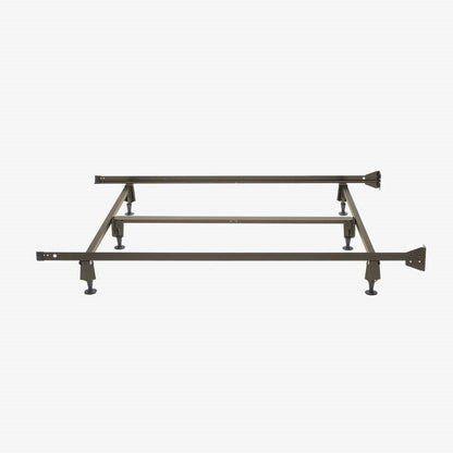 Base de cama de acero matrimonial con soportes de cabecera atornillables