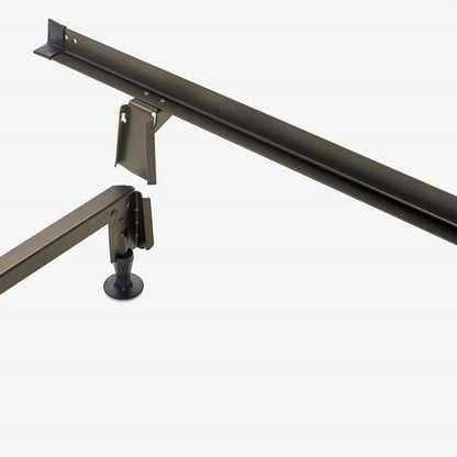 Base de cama de acero matrimonial con soportes de cabecera atornillables
