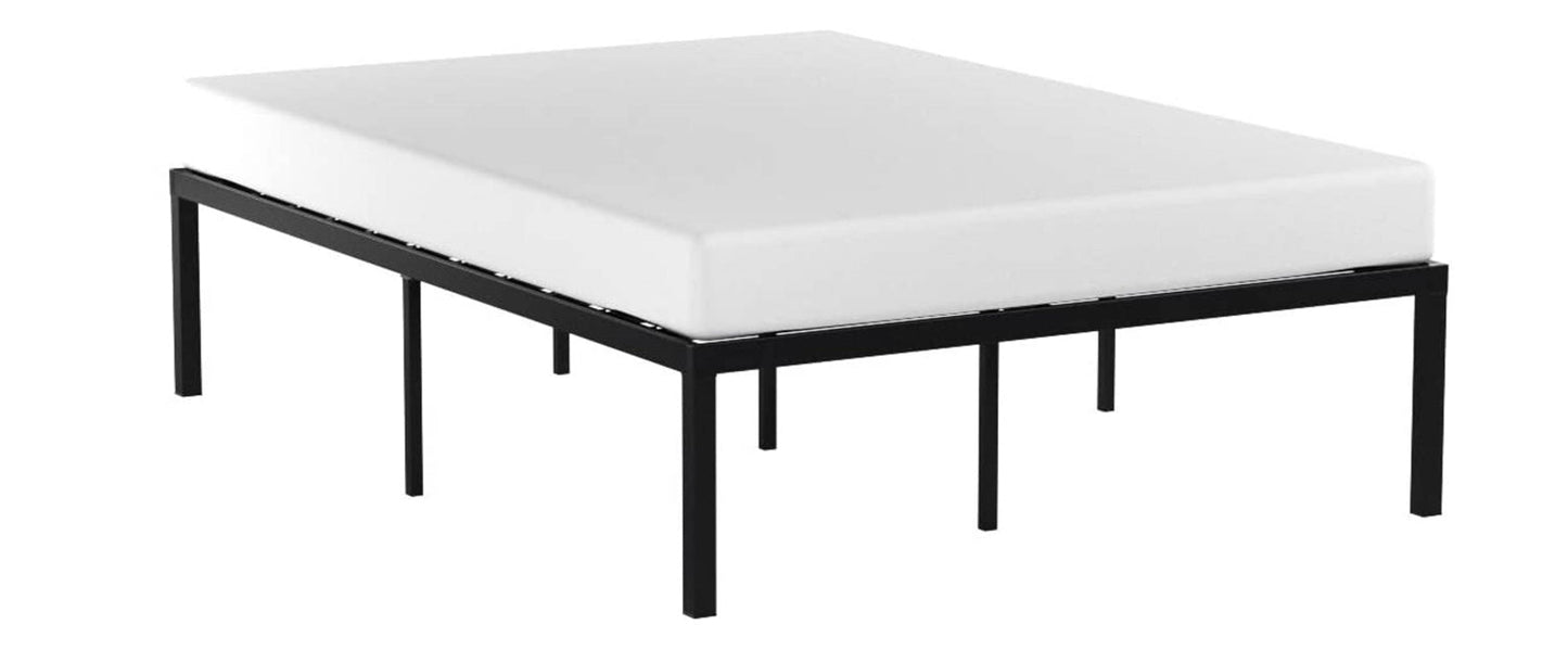 Base de cama de plataforma de metal de acero resistente de 16 pulgadas moderna de tamaño matrimonial