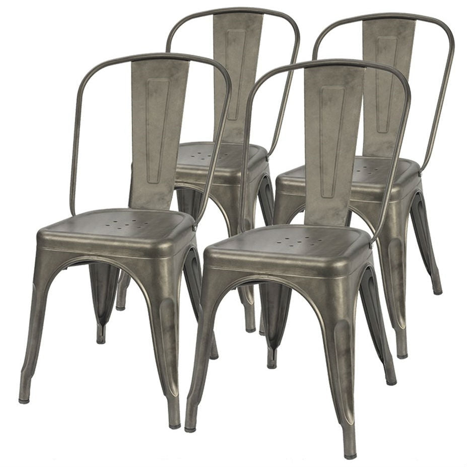 Juego de 4 - Sillas laterales apilables modernas para café bistró en acabado bronce de cañón