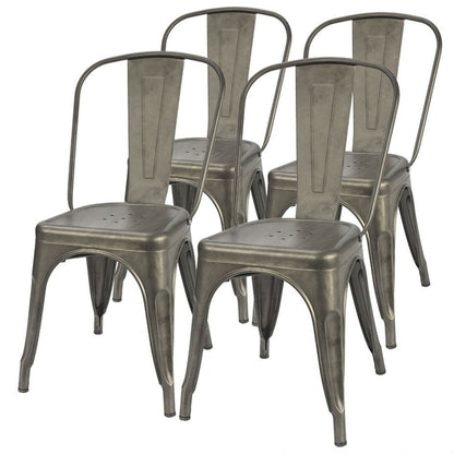 Juego de 4 - Sillas laterales apilables modernas para café bistró en acabado bronce de cañón