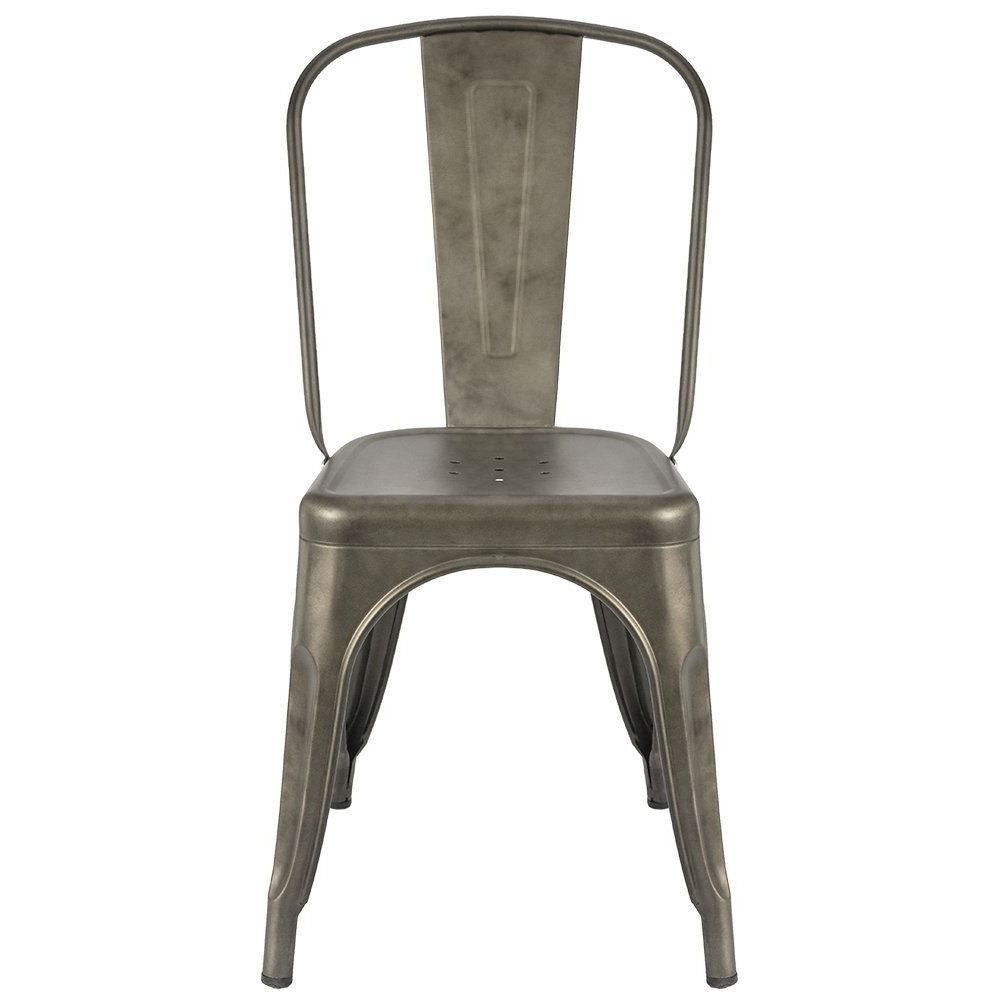 Juego de 4 - Sillas laterales apilables modernas para café bistró en acabado bronce de cañón