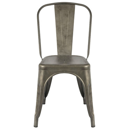 Juego de 4 - Sillas laterales apilables modernas para café bistró en acabado bronce de cañón