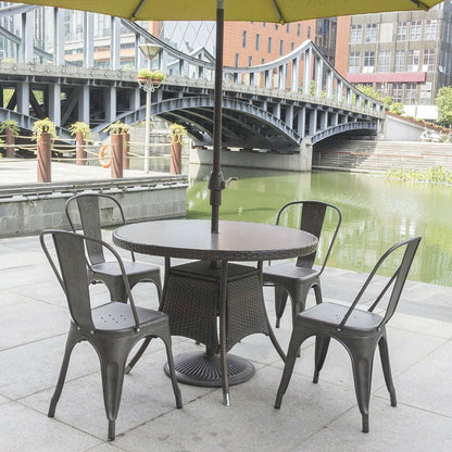 Juego de 4 - Sillas laterales apilables modernas para café bistró en acabado bronce de cañón