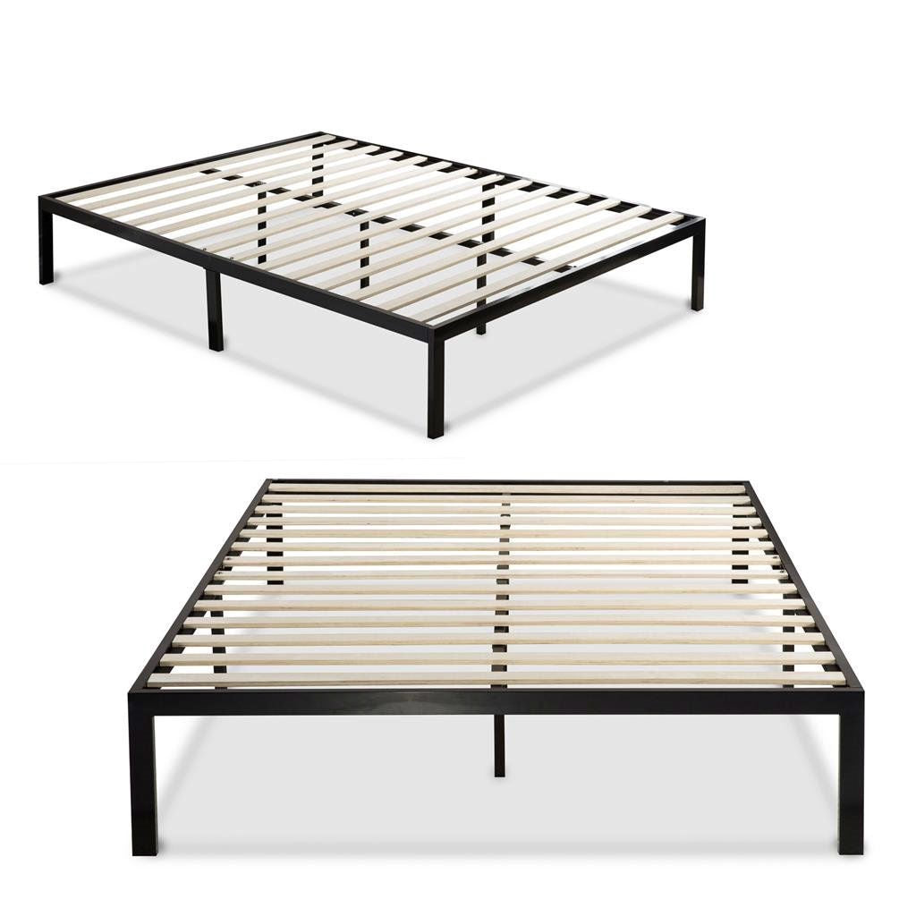 Base de cama de plataforma Full Metal con listones de madera de soporte para colchón