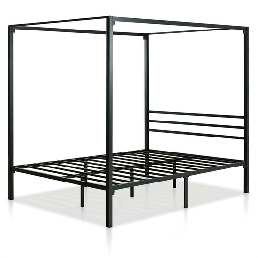 Full size Modern Black Metal Canopy Bed Frame - Tampa Home & Garden Store