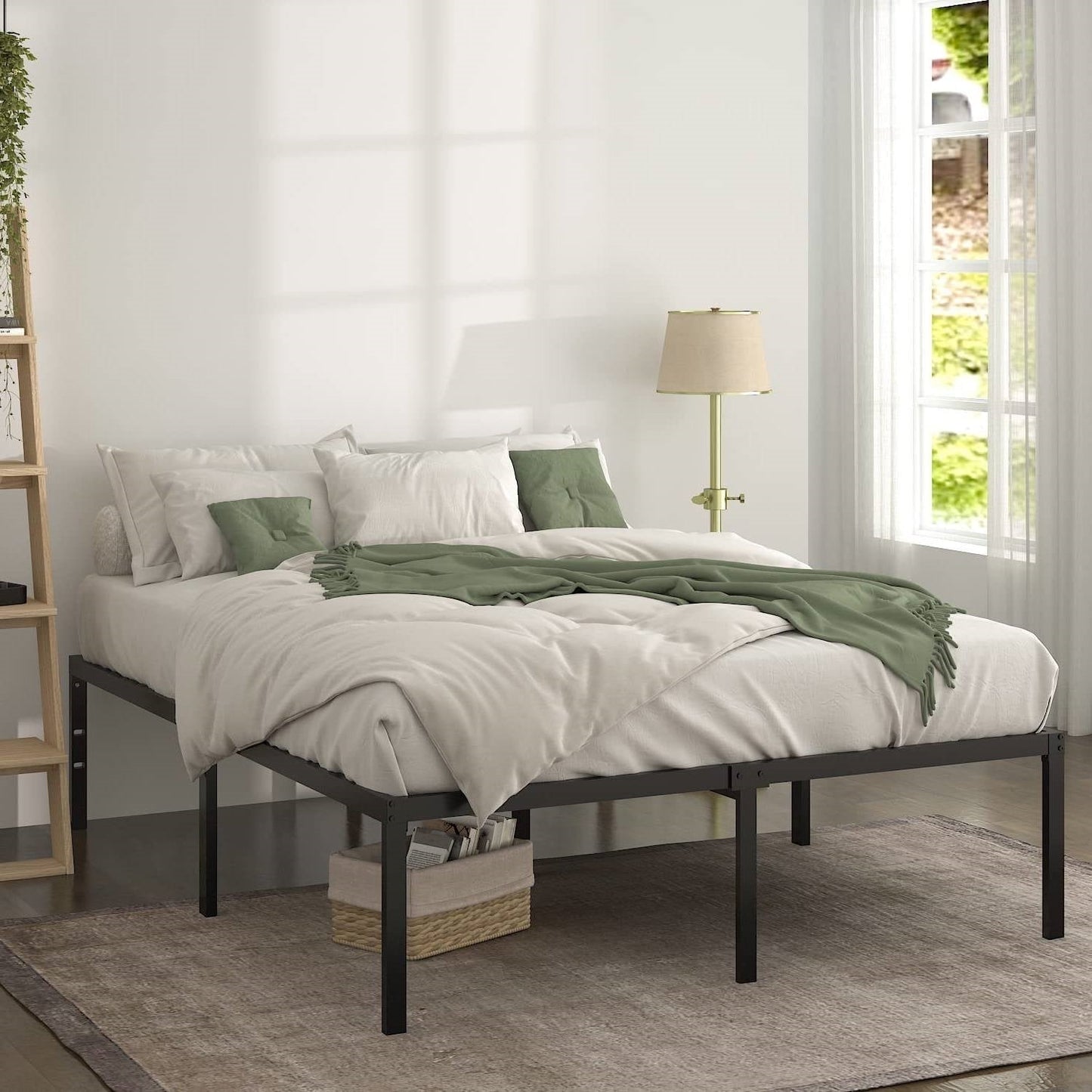 Base de cama de plataforma de metal de 18 pulgadas con espacio de almacenamiento debajo