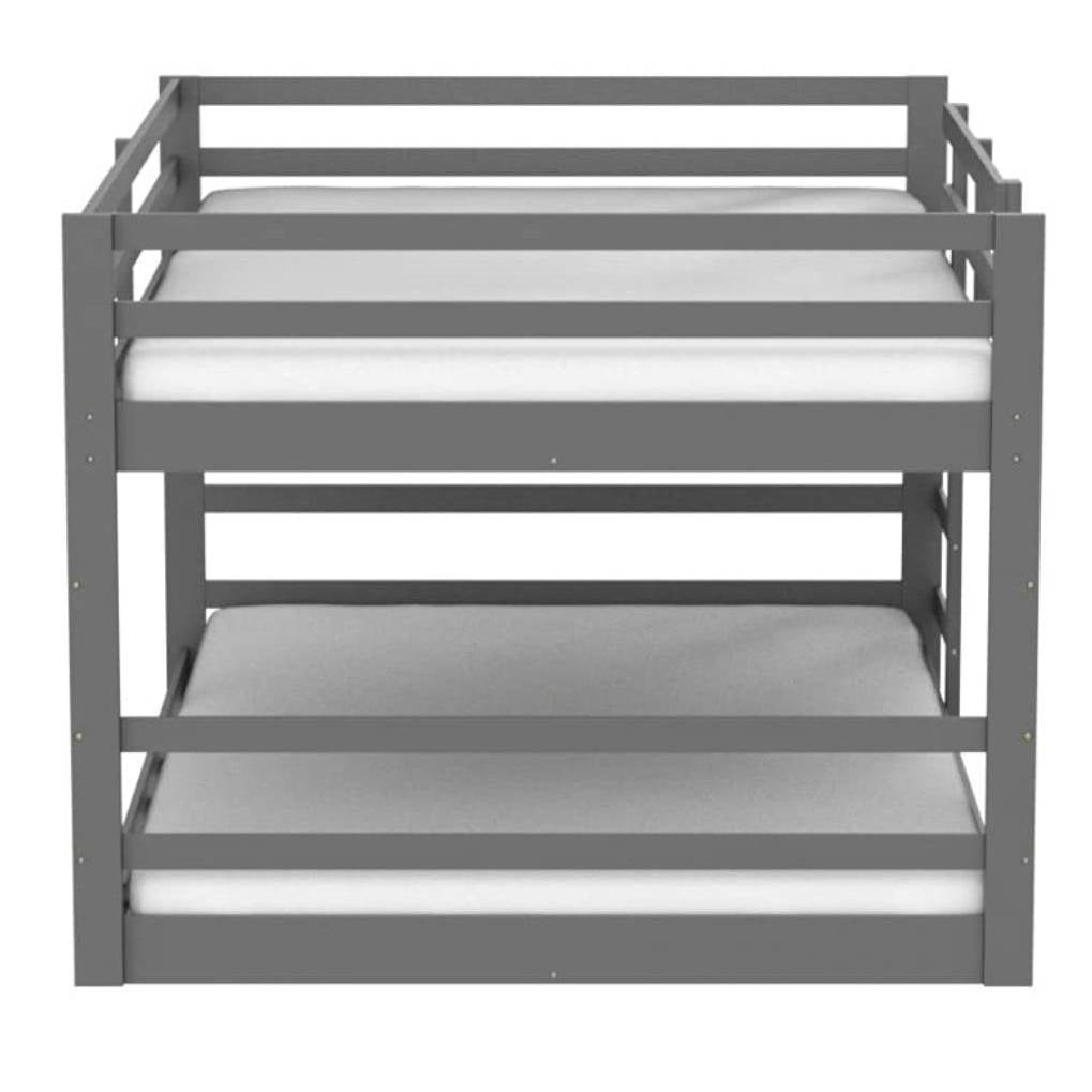 Litera moderna de perfil bajo de dos plazas con acabado de madera gris