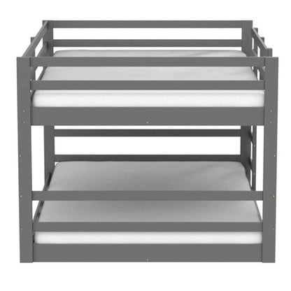 Litera moderna de perfil bajo de dos plazas con acabado de madera gris