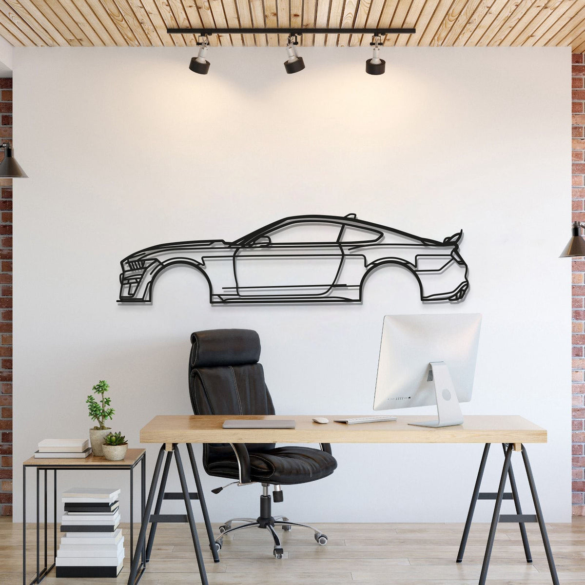 Mustang Shelby GT500 metal wall art by Modello Turbo, black line-drawing sculpture MT1059 on Tampa Home & Garden Store