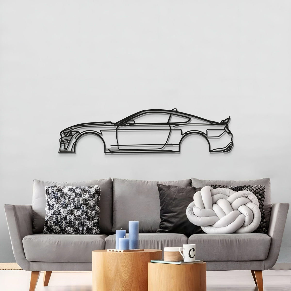 Mustang Shelby GT500 detailed metal wall art silhouette by Modello Turbo on Tampa Home & Garden Store