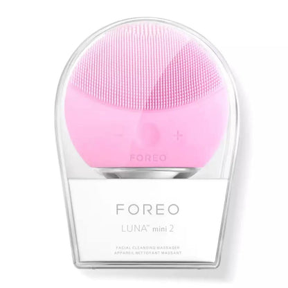 FOREO LUNA mini 2 pink silicone facial cleansing device in a clear case on Tampa Home & Garden Store