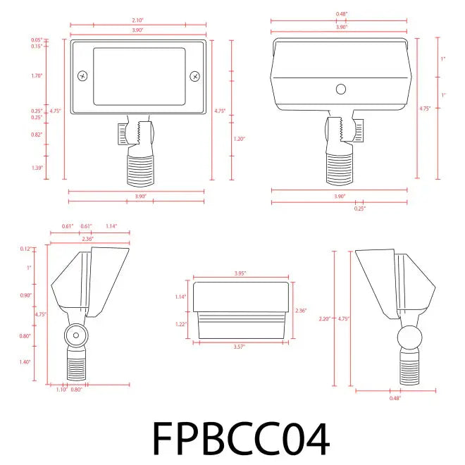 FPBCC04 Laiton moulé 3CCT réglable 2W-7W rectangulaire intégré projecteur LED luminaire basse tension