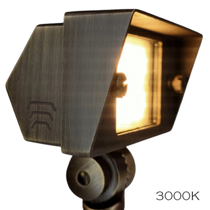 Luminaria de bajo voltaje empotrada rectangular con reflector LED de latón fundido, ajustable, 3 CCT, 2 W a 7 W, FPBCC04