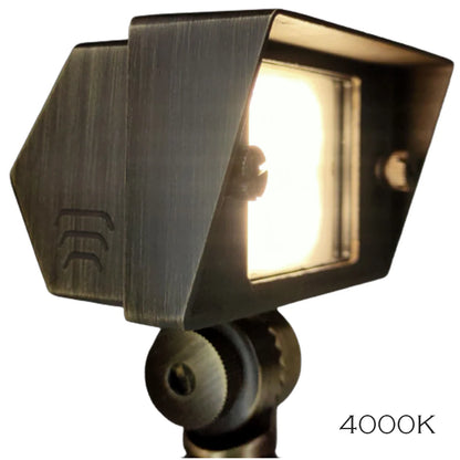 Luminaria de bajo voltaje empotrada rectangular con reflector LED de latón fundido, ajustable, 3 CCT, 2 W a 7 W, FPBCC04