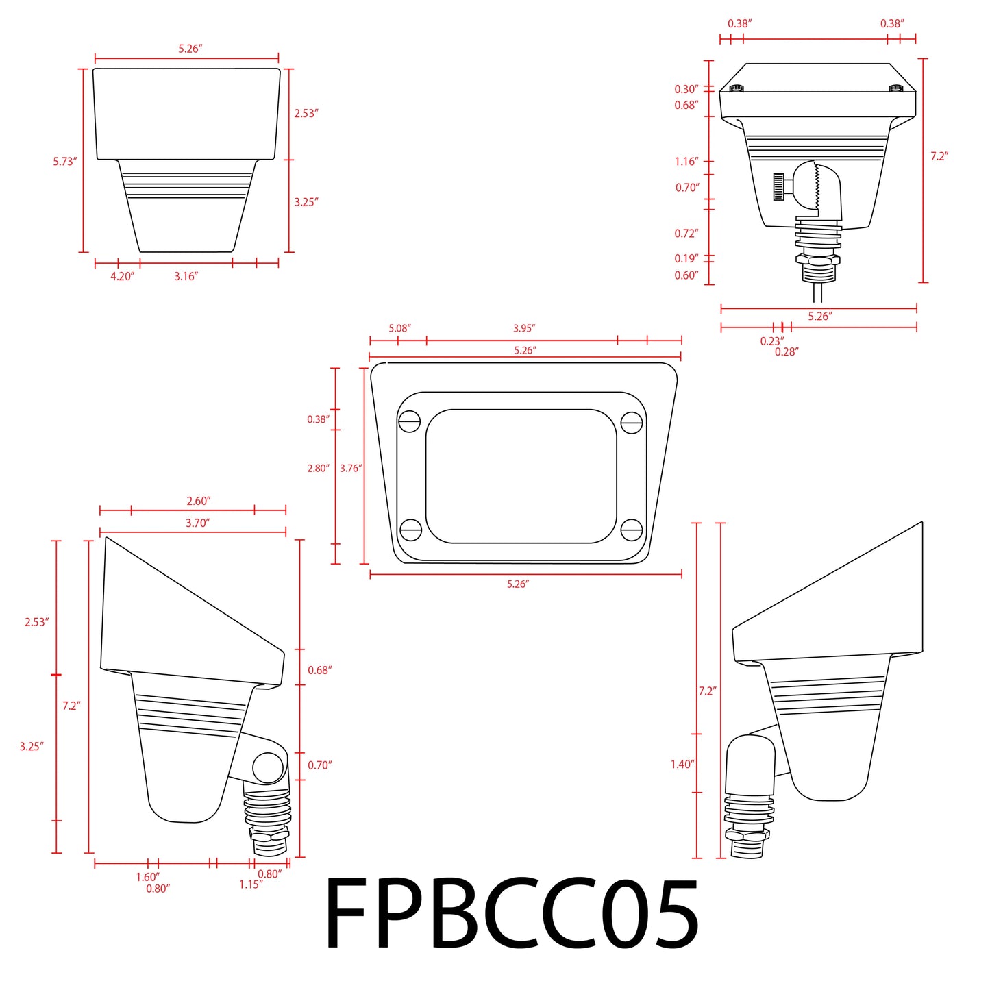 FPBCC05 Cast Brass 3CCT Adjustable 3W-10W Rectangular Built-In LED Flood Light Low Voltage Fixture