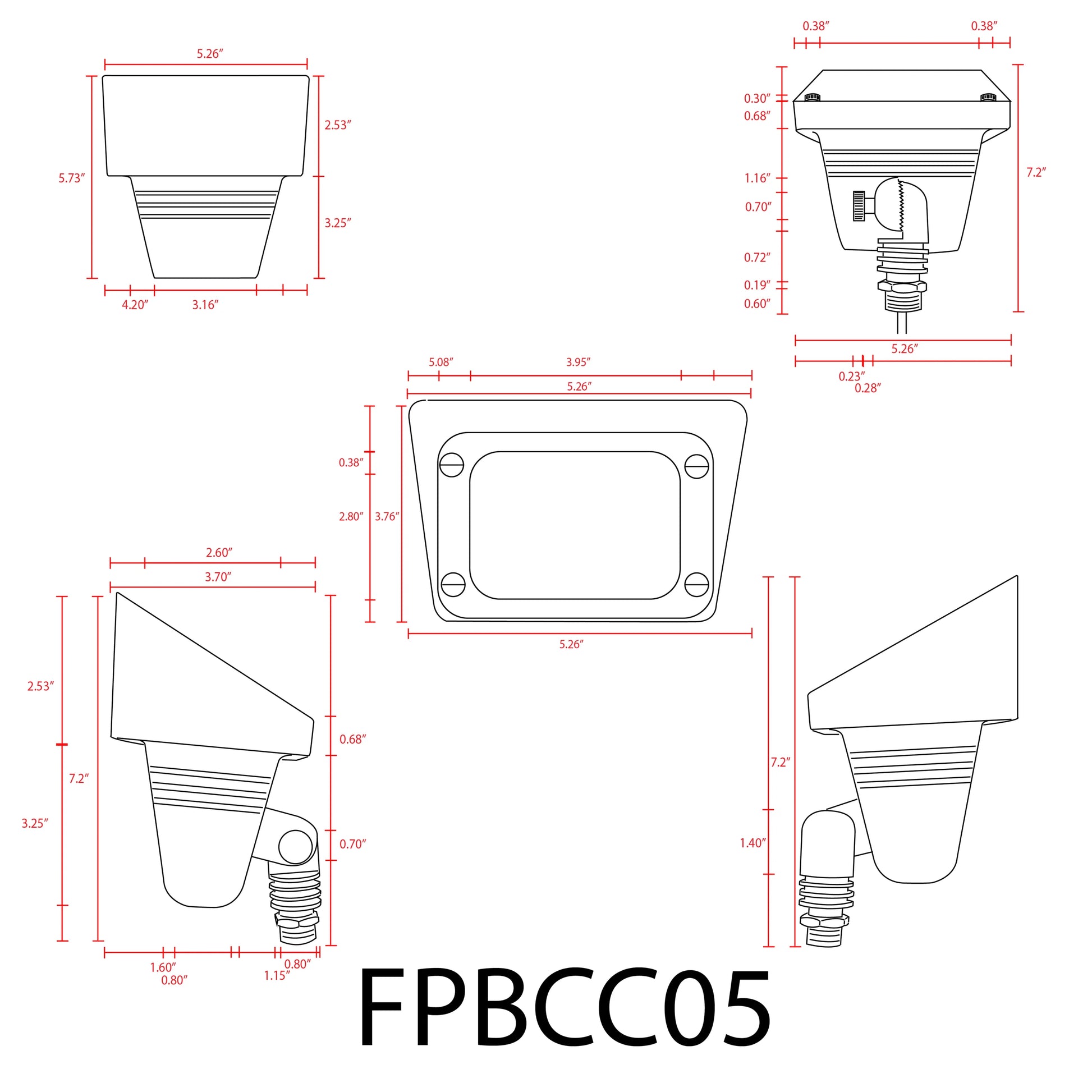 FPBCC05 Cast Brass 3CCT Adjustable 3W-10W Rectangular Built-In LED Flood Light Low Voltage Fixture - Tampa Home & Garden Store
