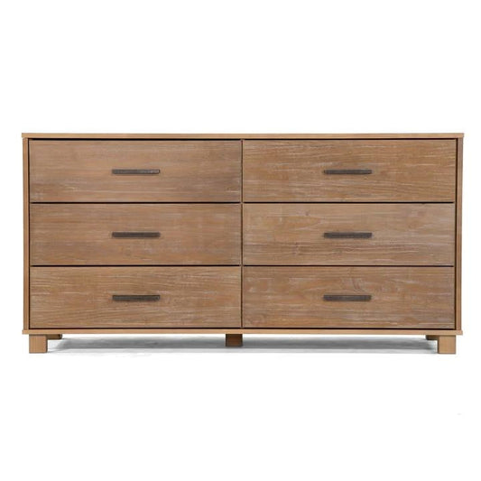 Cómoda doble de 6 cajones de madera maciza estilo rústico moderno con acabado pino rústico