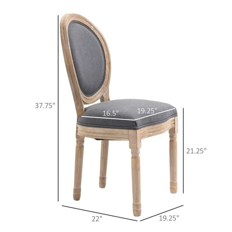 Juego de 2 sillas de comedor sin brazos, vintage, tapizadas, con respaldo curvado, color gris lavado