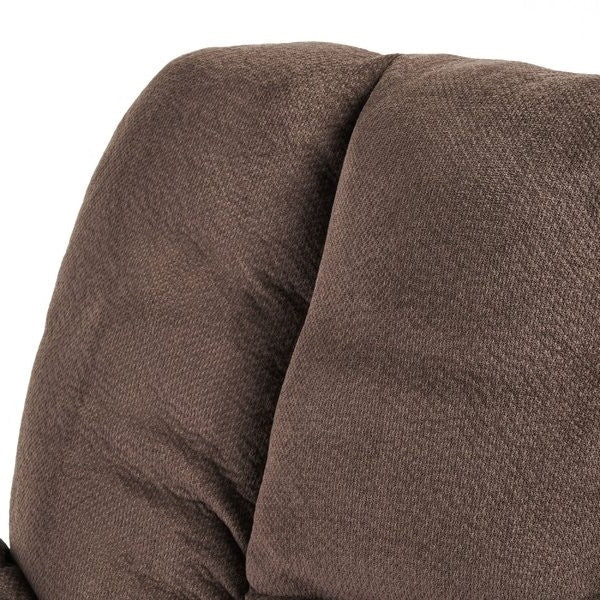 Sofá reclinable manual tapizado tradicional con 2 portavasos y reposapiés - Marrón