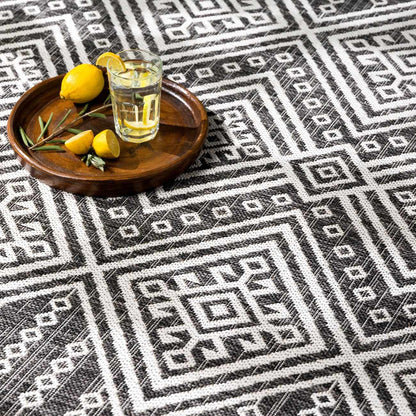 Frankville Black&White All Over Outdoor Rug Boutique Rugs geometric black and white outdoor rug on Tampa Home & Garden Store