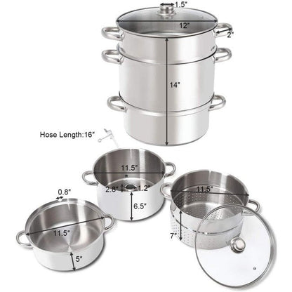 Vaporera/Extractor de jugos de frutas y verduras de acero inoxidable de 11 cuartos