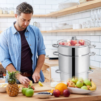 Vaporera/Extractor de jugos de frutas y verduras de acero inoxidable de 11 cuartos
