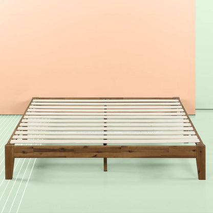 Base de cama de plataforma de madera maciza Simple Modern de tamaño completo - 317,5 kg de capacidad de peso