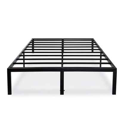 Base de cama de plataforma de metal negro resistente tamaño matrimonial