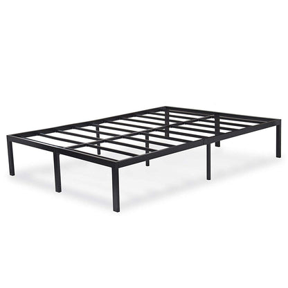 Base de cama de plataforma de metal negro resistente tamaño matrimonial