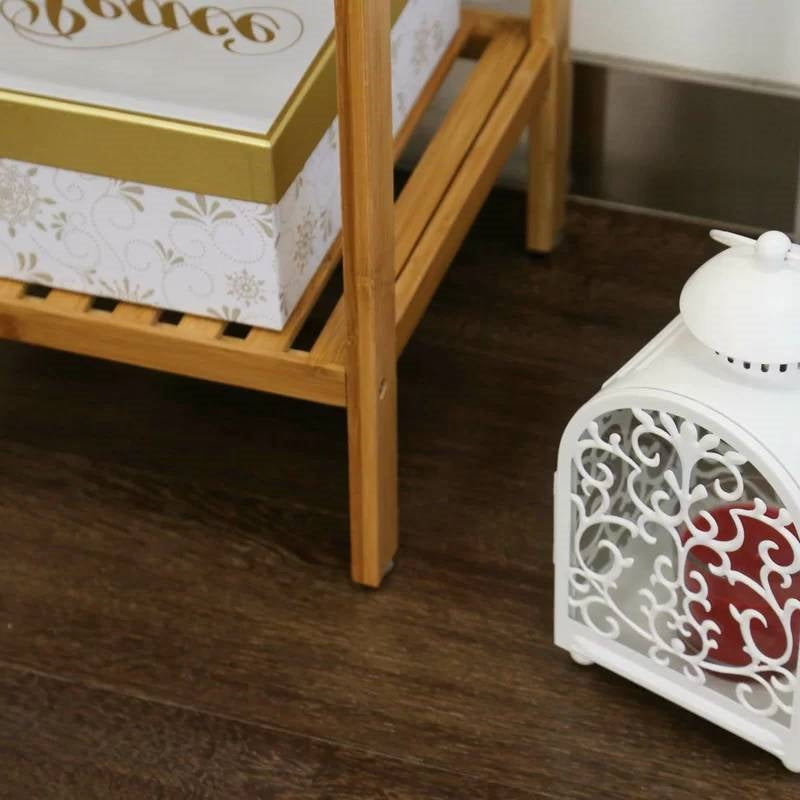Estantería de almacenamiento de 4 niveles de madera maciza para baño