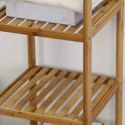 Estantería de almacenamiento de 4 niveles de madera maciza para baño