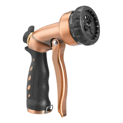 7-Pattern Zinc Front Trigger Nozzle Copper, copper body, multi-pattern spray for lawn irrigation on Tampa Home & Garden Store