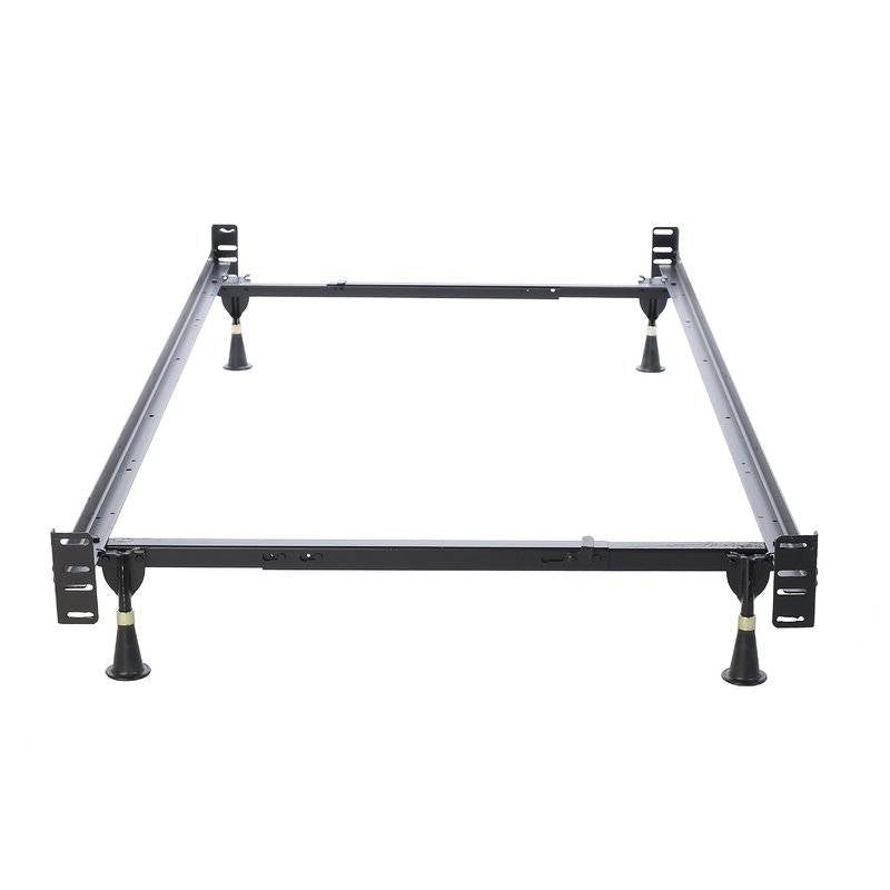 Estructura de cama metálica ajustable individual/matrimonial con soportes para cabecero y piecero