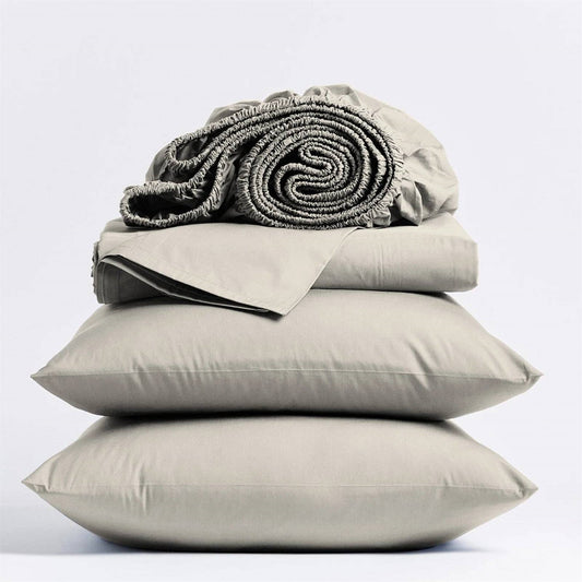 Full size Ivory Beige Off-White Cream Color Certified Organic Cotton Sheet Set - Tampa Home & Garden Store