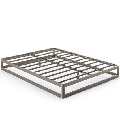 Base de cama de plataforma de metal de perfil bajo resistente y moderna, tamaño matrimonial