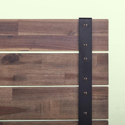 Marco de cama de plataforma de perfil bajo de madera estilo rústico industrial tamaño completo