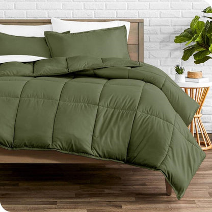 Juego de edredón alternativo de plumas extrasuave tamaño Full/Doble en verde oliva