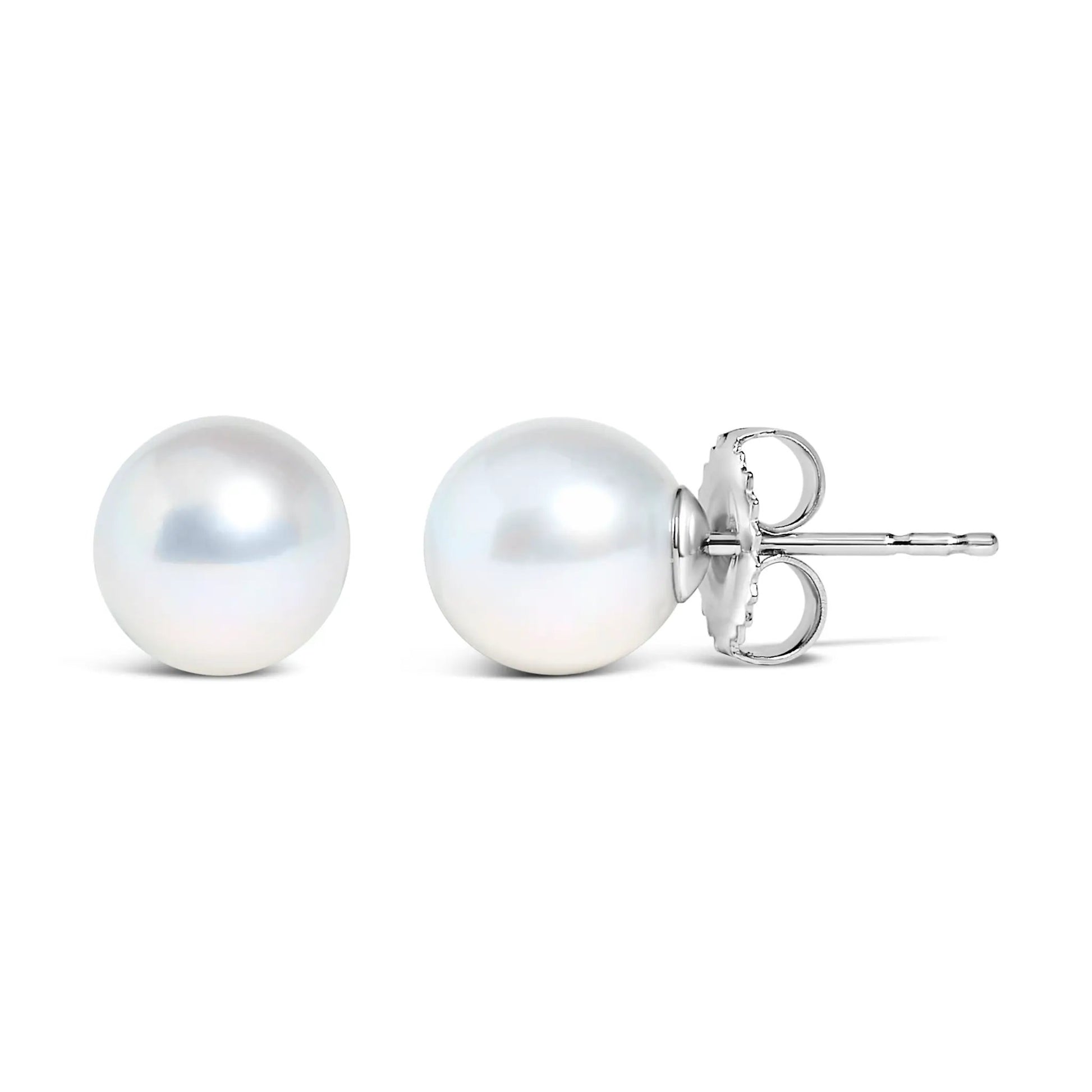 Pearl stud earrings pair with 5–5.5mm white cultured freshwater pearls on white gold posts on Tampa Home & Garden Store