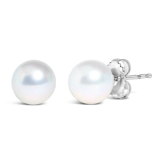 Pair of 14k white gold cultured freshwater pearl earrings, 5-5.5mm pearls with butterfly backs on Tampa Home & Garden Store