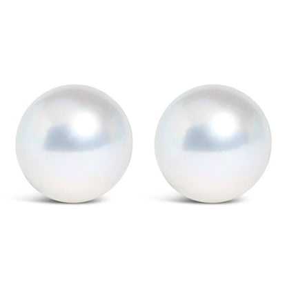 Pair of 14k white gold Akoya cultured pearl stud earrings with 5–5.5mm white pearls on Tampa Home & Garden Store